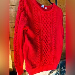 Hot red,knit sweater, size L, gap